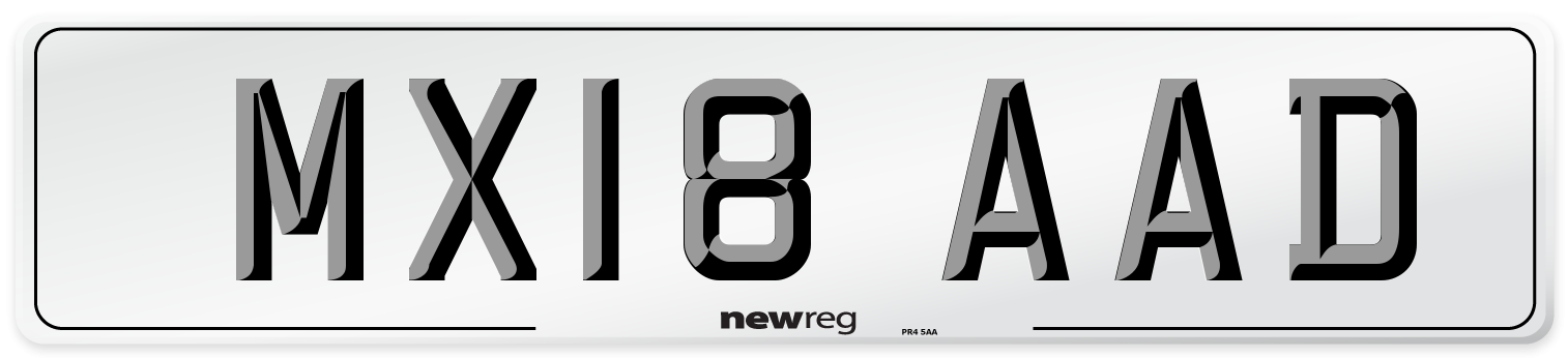 MX18 AAD Number Plate from New Reg